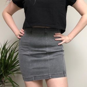 Free People modern femme grey denim bodycon mini skirt size 8